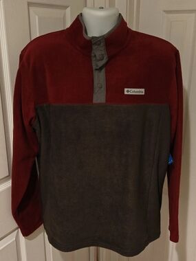Columbia Men's Red Fleece Jacket Size L NWT Half Snap Pullover Sweater